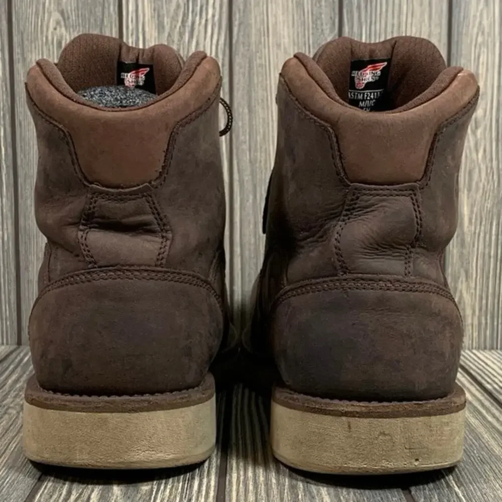 Red Wing Safety Toe Work Boots Brown Moc Toe Oiled Leather 6